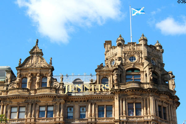 Roofline detail of Jenners Department Store (1893-5) (47-52 Princes St.). Edinburgh, Scotland.