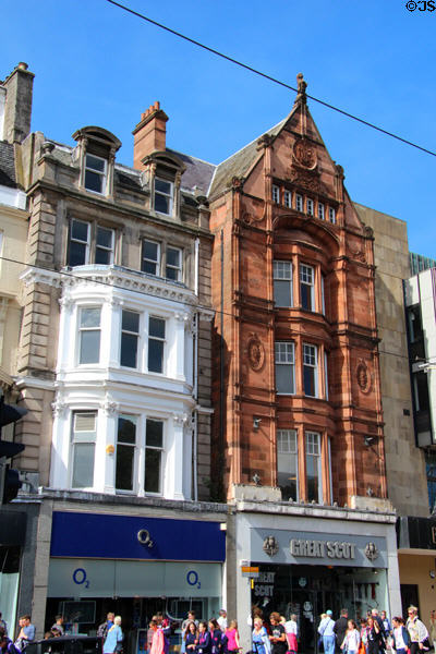 Modernized heritage buildings on Princes Street. Edinburgh, Scotland.