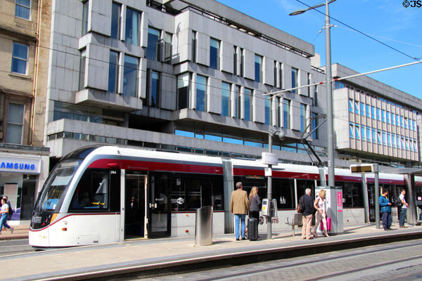 Transit on Princes Street. Edinburgh, Scotland.