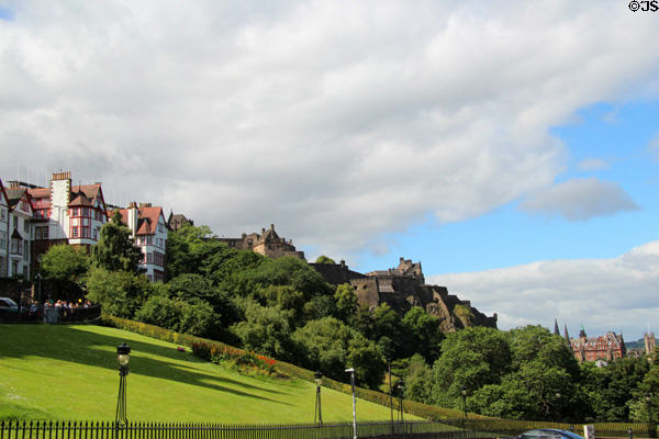 Edinburgh Castle from Princes Street Gardens. Edinburgh, Scotland.