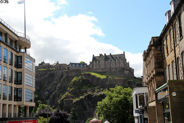 Edinburgh Castle see from Castle Street in New Town. Edinburgh, Scotland.