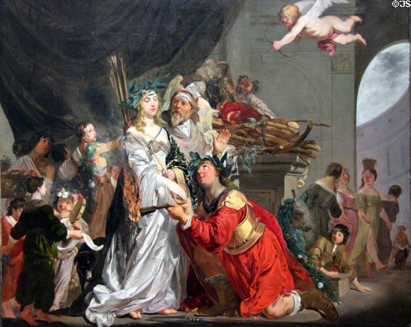 First Meeting of Theagenes & Charicleia painting (1648) by Hans Horions of Netherlands at Hunterian Art Gallery. Glasgow, Scotland.