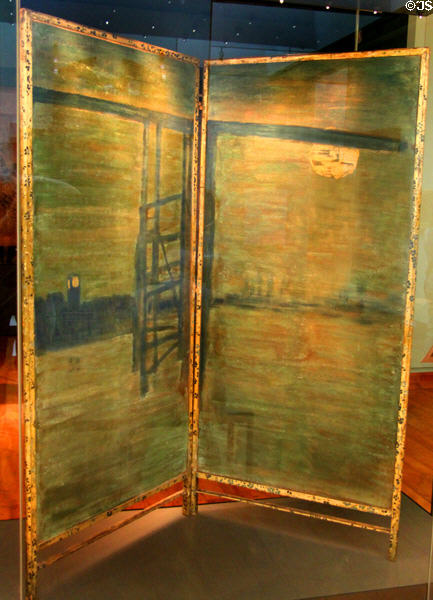 Blue & Silver: Screen with Old Battersea Bridge painting (1871-2) by James McNeill Whistler at Hunterian Art Gallery. Glasgow, Scotland.