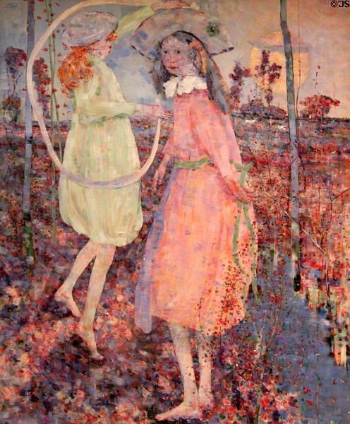 Girls at Play painting (1905) by John Quinton Pringle at Hunterian Art Gallery. Glasgow, Scotland.