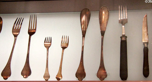 Miss Cranston's Tearoom Luncheon Room cutlery (1900) by Charles Rennie Mackintosh at Kelvingrove Art Gallery. Glasgow, Scotland.