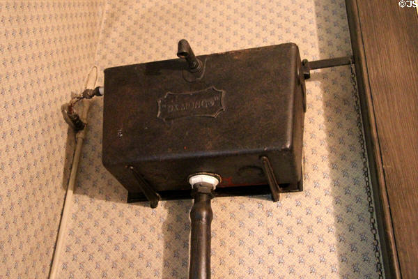 St Mungo toilet flush tank at Tenement House museum. Glasgow, Scotland.