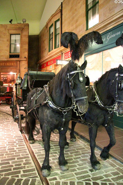 Horse drawn hearse (c1875) at Riverside Museum. Glasgow, Scotland.