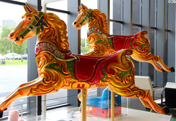 Carrousel horses at Riverside Museum. Glasgow, Scotland.