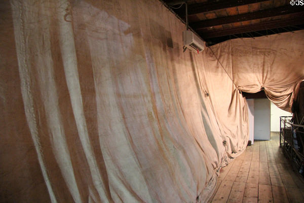 Sail on display on Glenlee Tall Ship. Glasgow, Scotland.