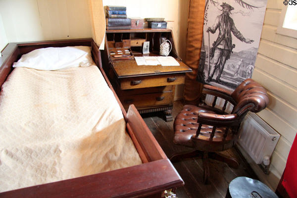 Officer's cabin off poop cabin of Glenlee Tall Ship. Glasgow, Scotland.