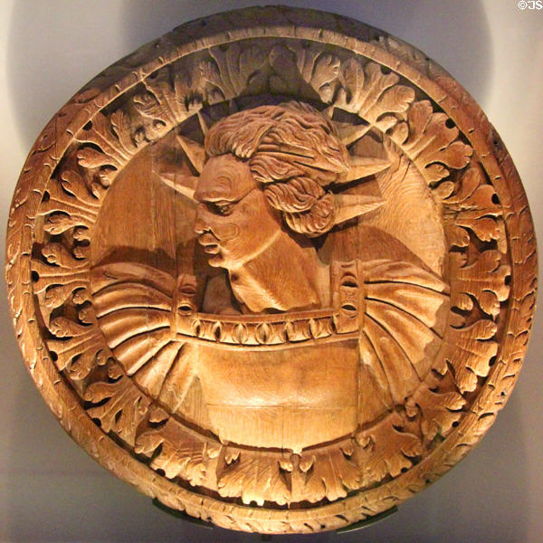 Julius Caesar, Roman emperor replica carving in Stirling Castle Palace gallery. Stirling, Scotland.
