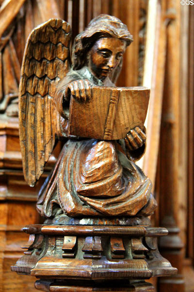 Angel of Evangelist St Matthew on pulpit of Dunfermline New Abbey Church. Dunfermline, Scotland.