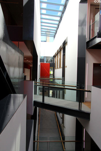 Interior architectural features of new Dunfermline Carnegie Library Museum (1990-3). Dunfermline, Scotland.