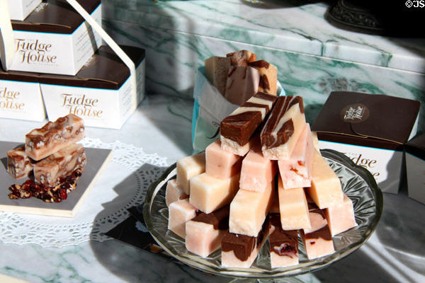 Fudge in shop window. Edinburgh, Scotland.
