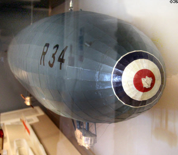 Model of airship R34 first to cross the Atlantic in 1919 starting from East Fortune at National Museum of Flight. East Fortune, Scotland.