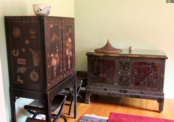 Chinese cabinets in vestibule at Newhailes. Musselburgh, Scotland.