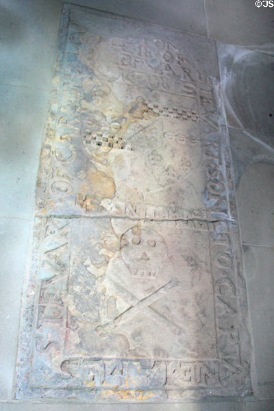 Tomb slab with skull & crossbones at Seton Collegiate Church. Seton, Scotland.