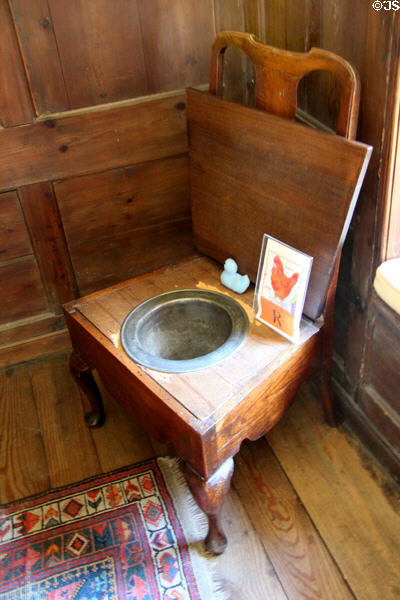 Commode chair in garden room at Culross Palace. Culross, Scotland.