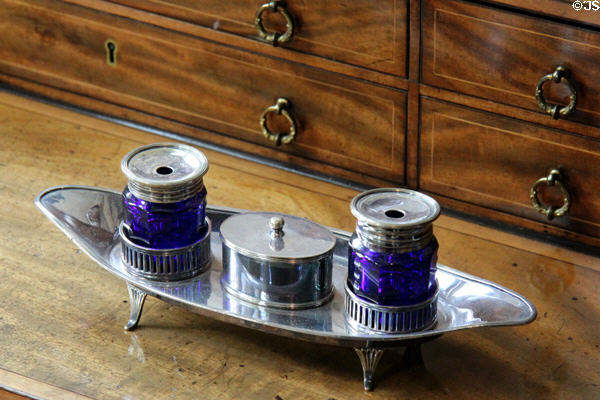 Inkwell in main bedroom at Lauriston Castle. Edinburgh, Scotland.