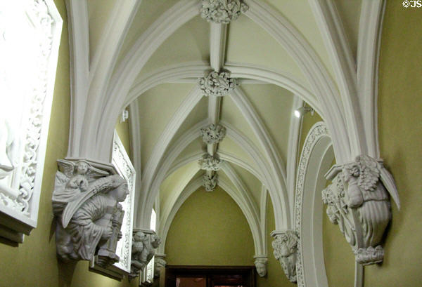 Gothic ante-room with series of unusual corbels at Abbotsford House. Melrose, Scotland.