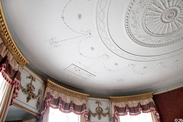 Morning room Adamesque ceiling at Manderston House. Duns, Scotland.