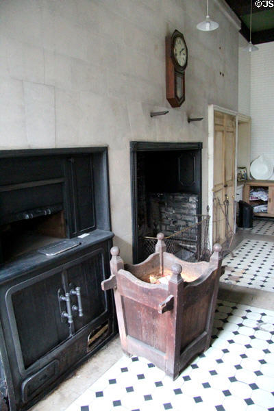 Inset kitchen oven with box to carry firewood at Manderston House. Duns, Scotland.