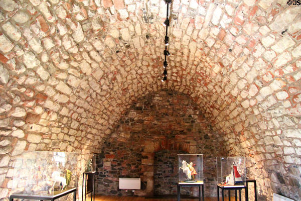 Stone ceiling arch at Smailholm Tower. Scotland.