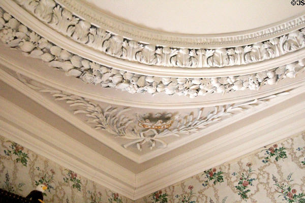 Sculpted ceiling (1600s) of Duke's room by George Dunsterfield at Thirlestane Castle. Scotland.