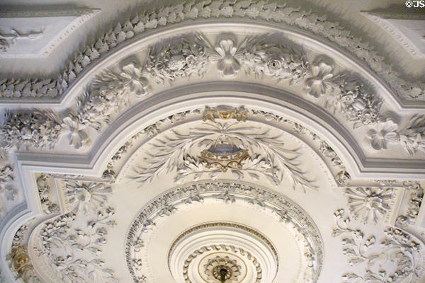 Large drawing room sculpted ceiling (1600s) by George Dunsterfield at Thirlestane Castle. Scotland.