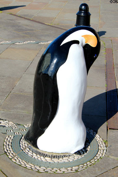 Penguin sculpture outside RRS Discovery Museum building. Dundee, Scotland.