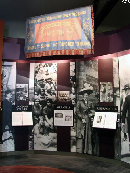 Union, social & political history at Verdant Works Museum. Dundee, Scotland.