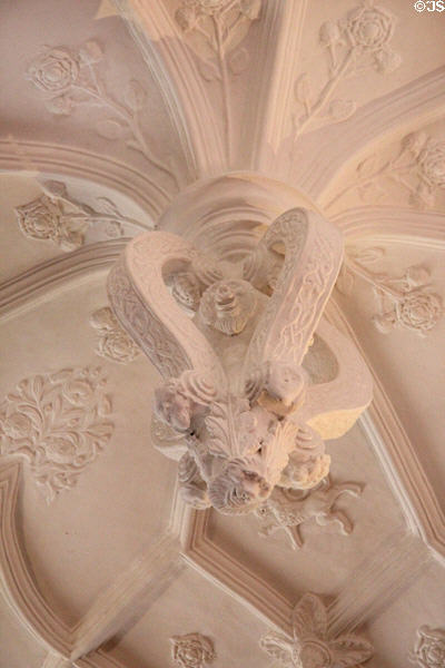 Sculpted stalactite on ceiling of Great hall at Glamis Castle. Angus, Scotland.