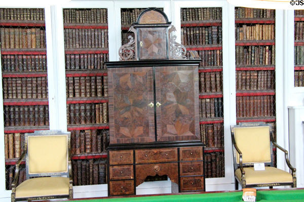 Desk in billiard room / library at Glamis Castle. Angus, Scotland.