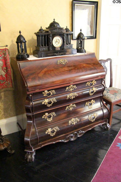 Drop front desk in Queen Mother's bedroom at Glamis Castle. Angus, Scotland.