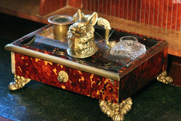 Desk set in king's bedroom at Glamis Castle. Angus, Scotland.