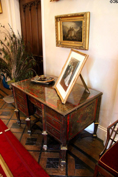 Vernis Martin pâpier maché desk in long gallery at Scone Palace. Perth, Scotland.