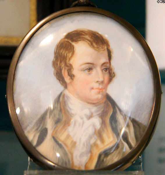 Miniature portrait of Robert Burns which belonged to wife Jean Armour Burns at Robert Burns House. Dumfries, Scotland.