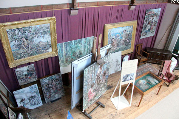 Edward Atkinson Hornel in his studio at Broughton House. Kirkcudbright, Scotland.