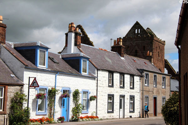 18th C cottages along New Abbey village Main Street. New Abbey, Scotland.