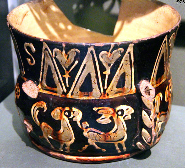 Ceramic posset pot (late 17th- early 18thC) at Culloden Moor Visitor Centre. Culloden Moor, Scotland.