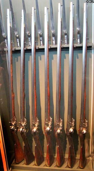 Shorter British made muskets put into service shortly after 1745 at Culloden Moor Visitor Centre. Culloden Moor, Scotland.