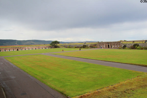 Structures surrounding parade ground at Fort George. Fort George, Scotland.