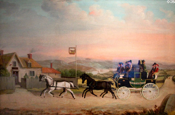 The Tam O'Shanter painting (1837), a long distance coach on the Bristol to Exeter route by W Rogers, after poem by Robert Burns, at M-Shed Museum. Bristol, England.