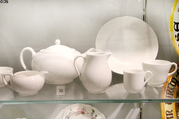 Undecorated Wedgwood bone china utility ware of WWII (1942-52) at World of Wedgwood. Barlaston, Stoke, England.