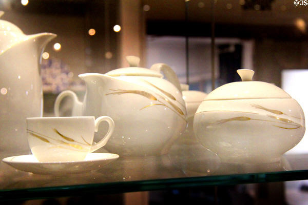 Wedgwood bone china Serenity coffee service (20thC) at World of Wedgwood. Barlaston, Stoke, England.