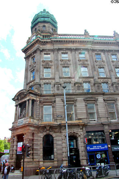 Corner details of Scottish Provident Institution on Donegall Square. Belfast, Northern Ireland.