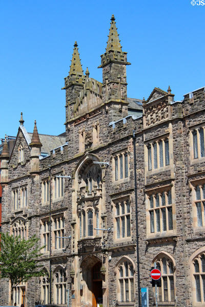 Gothic facade detail of Presbyterian Assembly. Belfast, Northern Ireland.