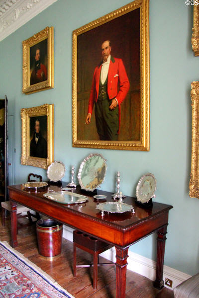 Dining room sideboard over peat bucket at Florence Court. Enniskillen, Northern Ireland.