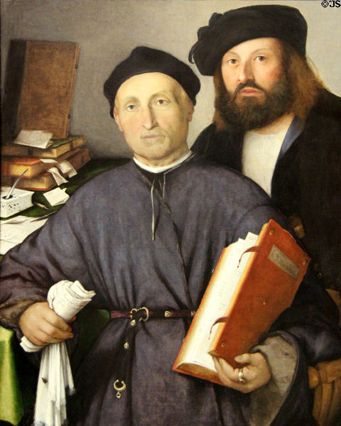 Giovanni Agostino della Torre & his son, Niccolò painting (c1515-6) by Lorenzo Lotto at National Gallery. London, United Kingdom.