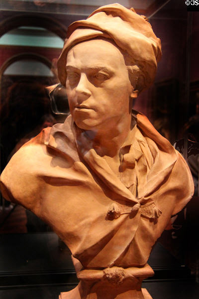 Artist William Hogarth terracotta bust (c1741) by Louis François Roubiliac at National Portrait Gallery. London, United Kingdom.